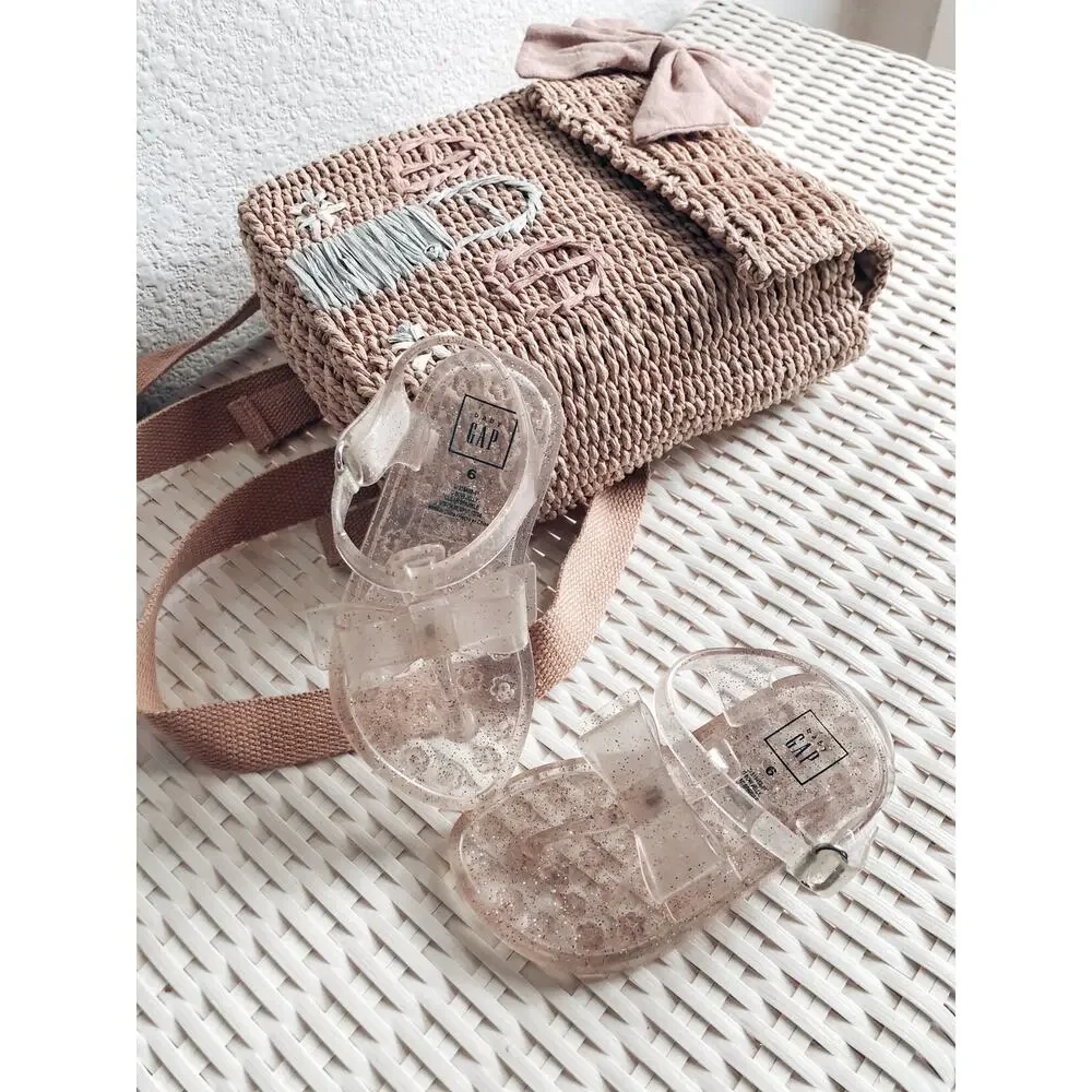 EUC Baby Gap Shimmery Clear Jelly Bow Front Sandals